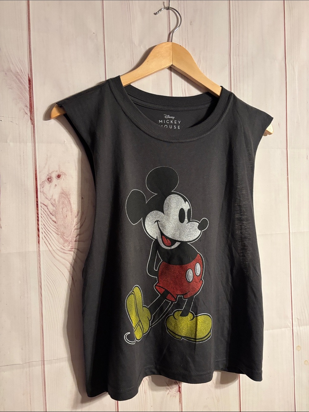 Disney Black Mickey Mouse Raw Muscle Tank Top